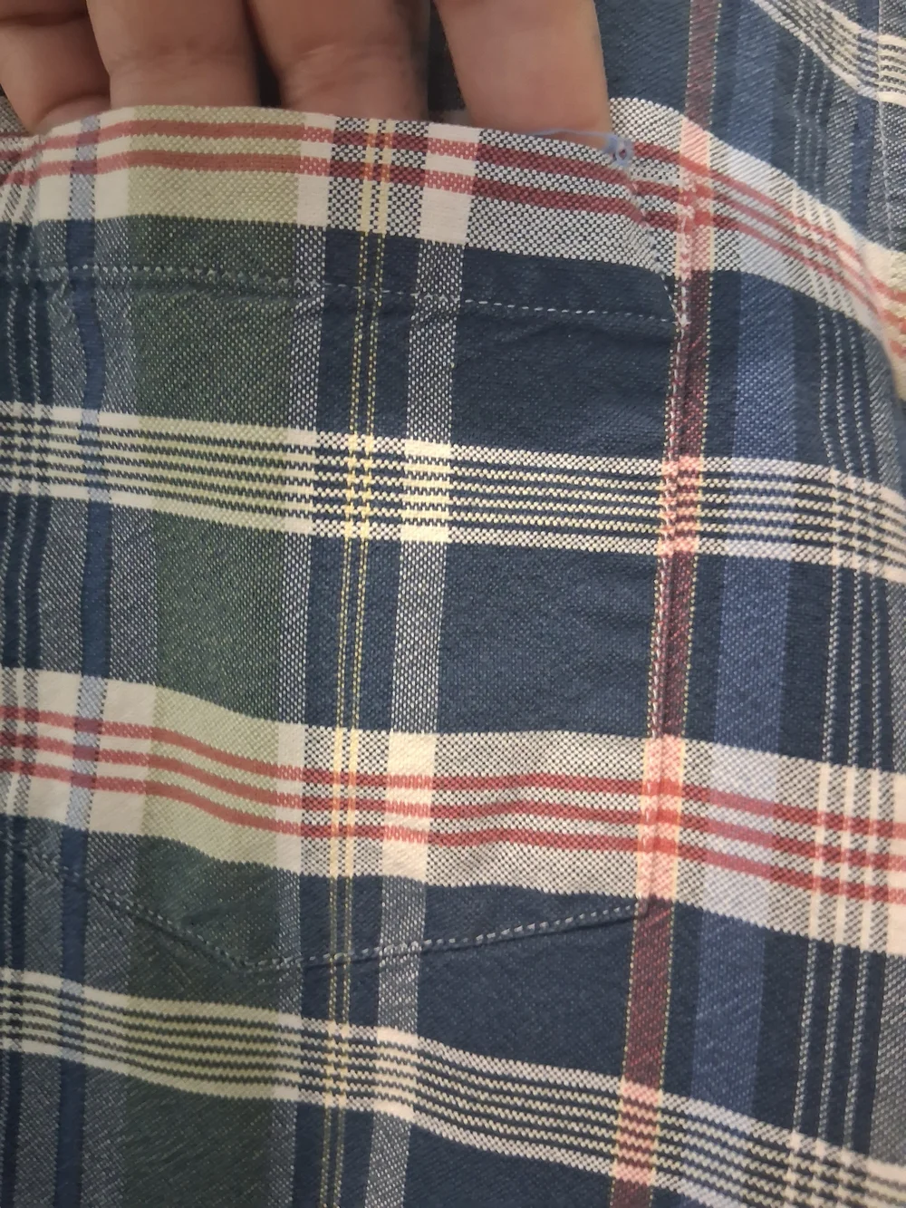 J.CREW Men L Oxford Cotton Plaid Button-Up Shirt Short Sleeve Blue Green